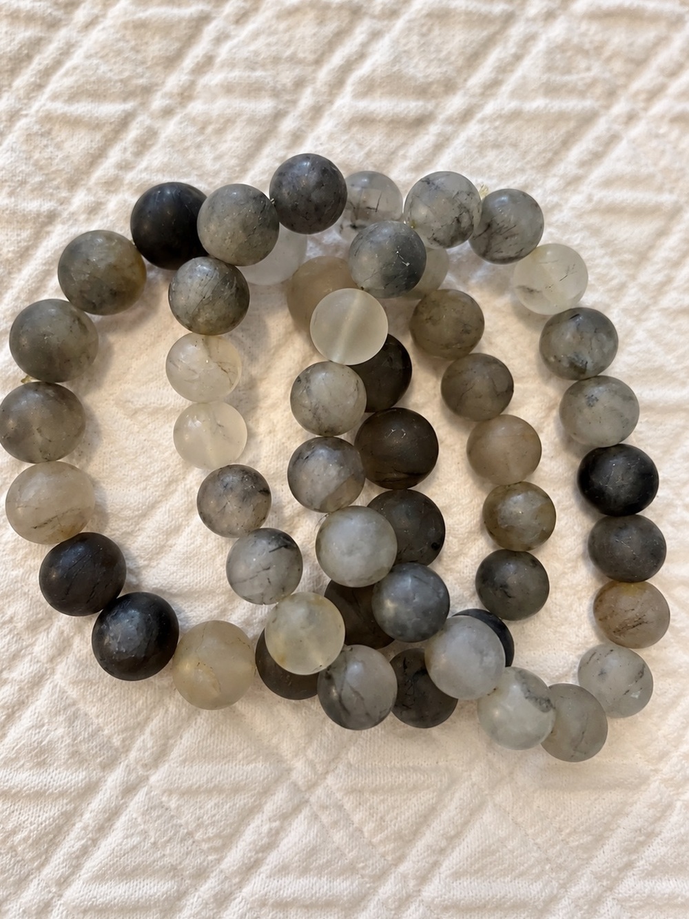 EVEREVE Matte Cloudy Quartz Beaded Stretch Bracelet Set - Stack of 3